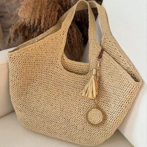 👜 Large Luxury Raffia Tote Bag